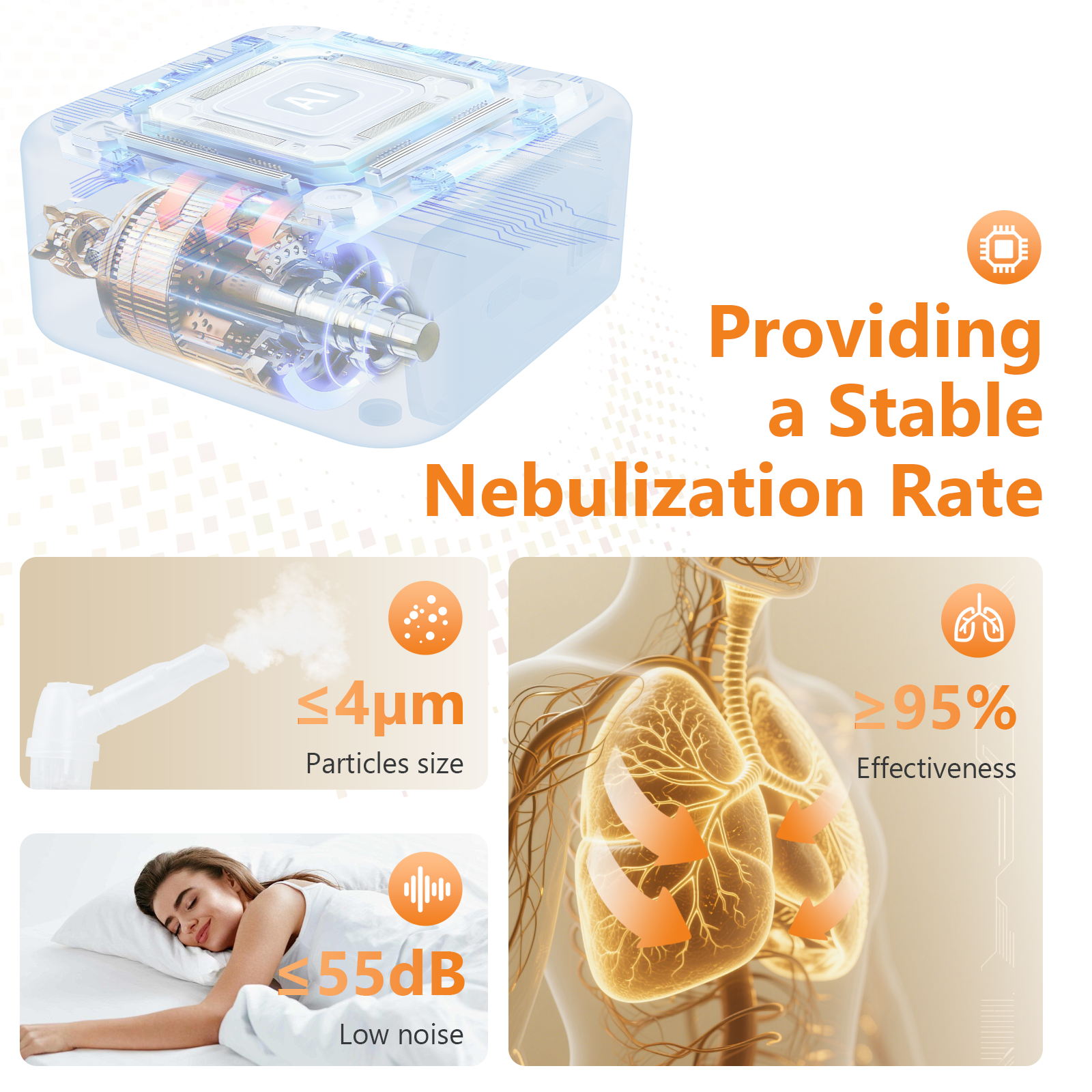 Portable Compressor Nebulizer Machine for Kids and Adults, Pro Compact Cool Mist System for Home Use with Nebulizer Mask Mouthpiece, Friendly for Breathing Problem - Image 3